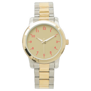 Gold und Rot Armbanduhr