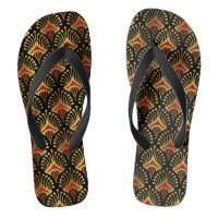 Gold und Rot Art Deco Muster auf schwarz