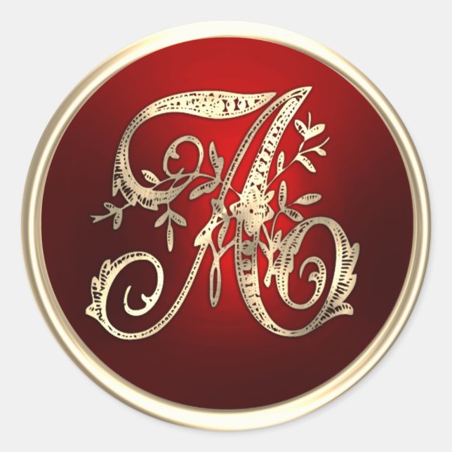 Gold und Rot Monogram A Umschlag Aufkleber (Vorderseite)