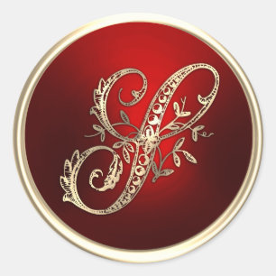 Gold und Rot Monogram S Umschlag Aufkleber