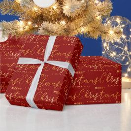 Gold- und Rot-Weihnachten Wortkunst Geschenkpapier
