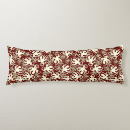 Gold und Rot wiederholendes Motiv | Octopus Patter Seitenschläferkissen
