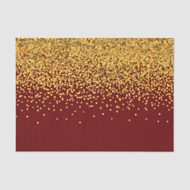 Gold und rote Glam-Confetti-Punkte Seidenpapier (Vorderseite)
