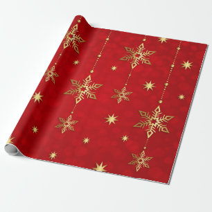 Gold und rote WeihnachtsPackpapier-Rolle Geschenkpapier