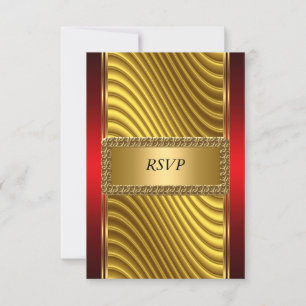 Gold- und Roter Art Deco Bar Mitzvah RSVP Karte
