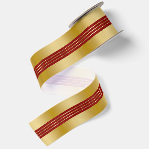 Gold- und roter Hintergrund mit glänzenden Streife Satinband