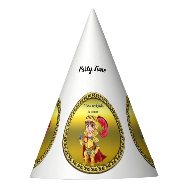 Gold und roter Ritter in Rüstung und Helm Partyhütchen (Vorderseite)