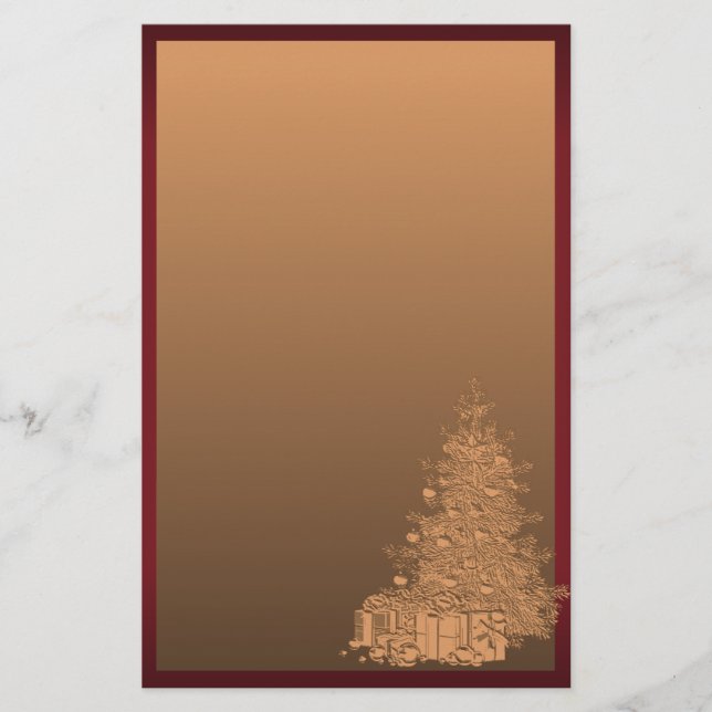Gold und roter Weihnachtsbaum Briefpapier (Vorderseite)