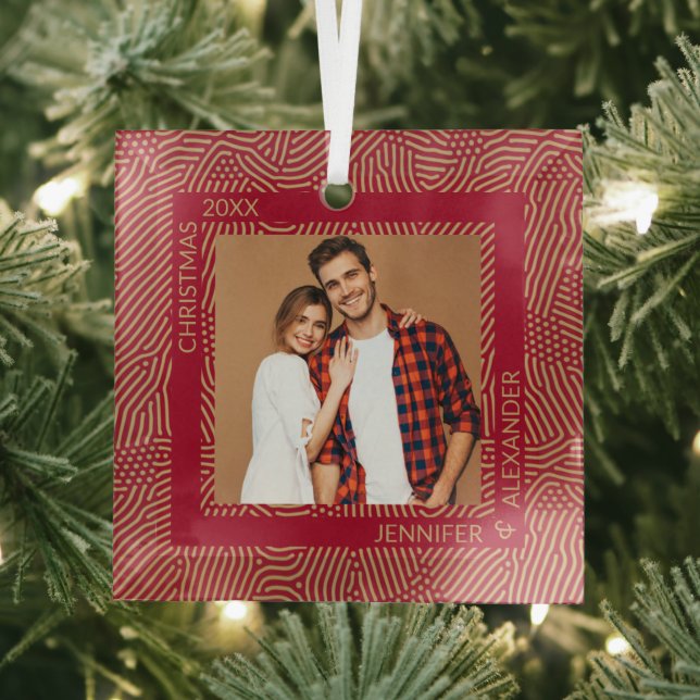 Gold und Rotes Foto Ornament Aus Glas (Insitu)