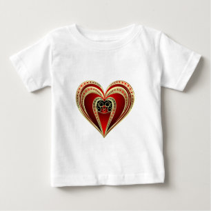 Gold und Rotes Herz Baby T-shirt