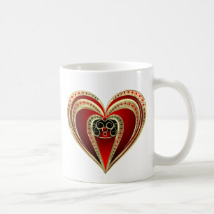 Gold und Rotes Herz Kaffeetasse