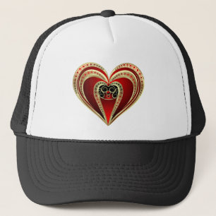 Gold und Rotes Herz Truckerkappe