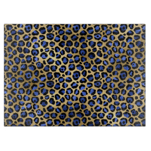 Gold- und Royalblau Glam Leopardenflecken Druck Schneidebrett