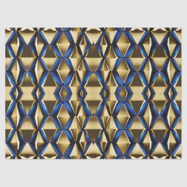Gold und Saphire Moderne Muster Dekoupage Seidenpapier (Vorderseite)