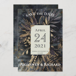 Gold und Schiefer grau Rettete unser Datum Einladung