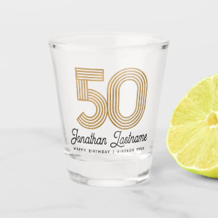 Gold und Schwarz 50. Geburtstagsschussglas Schnapsglas