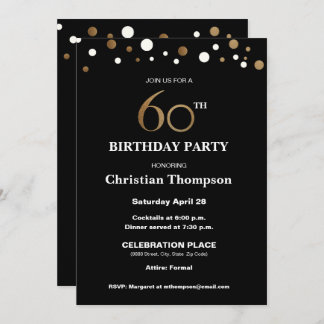 Gold und Schwarz, 60. Geburtstagsparty Einladung