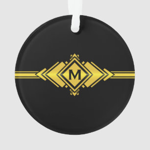 Gold- und Schwarz Art Deco Gürtel Monogramm Ornament