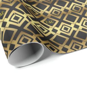 Gold und Schwarz Art Deco Vatertag Geschenkpapier