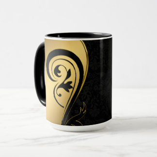 Gold- und Schwarz-Blumen-Design Tasse