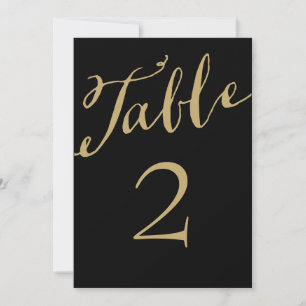 Gold- und Schwarz-chic Kalligrafie-Tischnummern Einladung