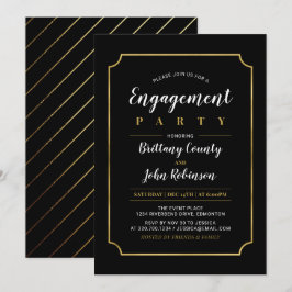 Gold und Schwarz | Classic Wedding Engagement Part Einladung