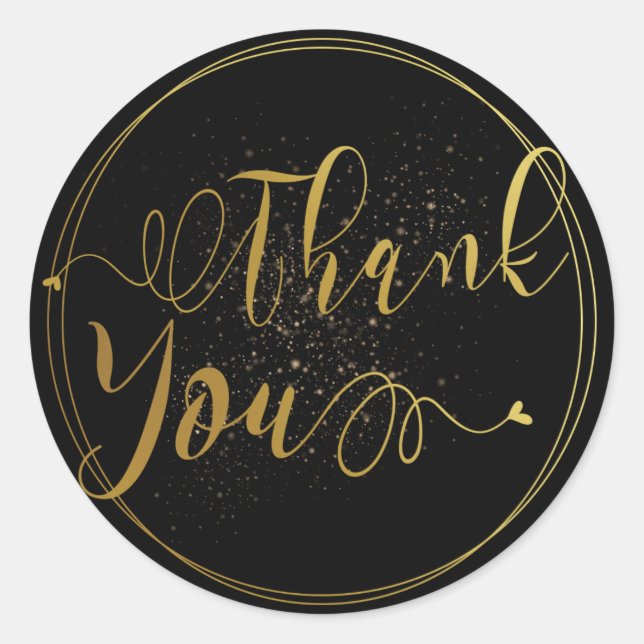 Gold und Schwarz-Dankeschön-Label Runder Aufkleber (Vorderseite)