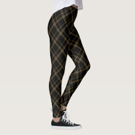 Gold und Schwarz Elegant Kariert Leggings