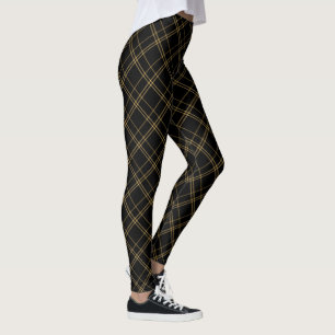 Gold und Schwarz Elegant Kariert Leggings