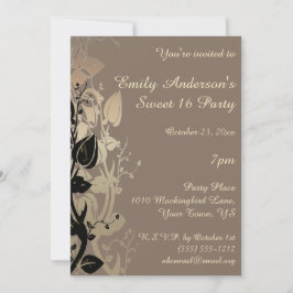 Gold und Schwarz Elegant Sweet 16 Geburtstag Einladung