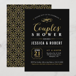 Gold und Schwarz   Eleganter Paare Polterabend Einladung