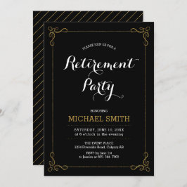 Gold und Schwarz | Elegantes Classy Rentirement Pa Einladung