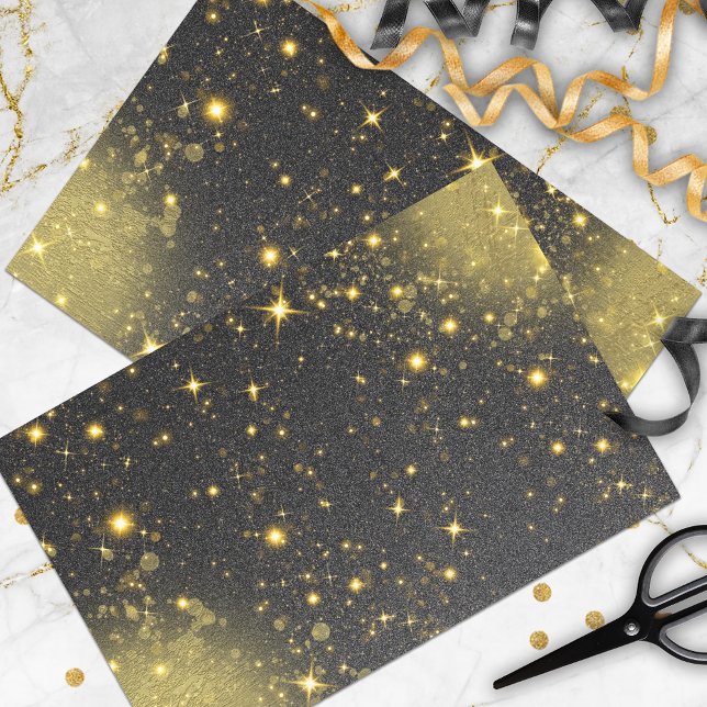 Gold und Schwarz Funkelnd Bling Festive Luxus Glam Seidenpapier (Von Creator hochgeladen)