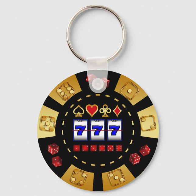 GOLD UND SCHWARZ GAMING POKER CHIP SCHLÜSSELANHÄNGER (Vorderseite)