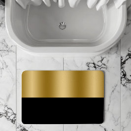 Gold- und Schwarz geometrisches Design Monogramm Badematte