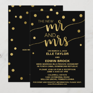 Gold und Schwarz   Glamouröse Flitterwochen-Empfan Einladung
