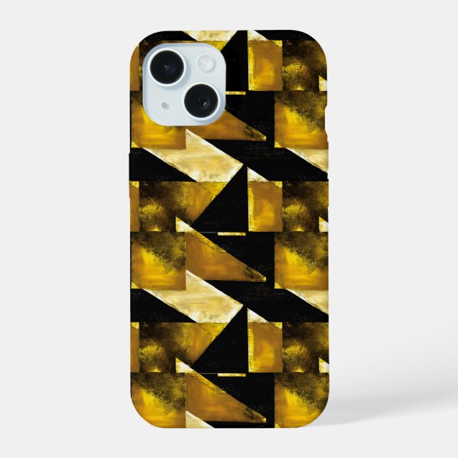Gold und schwarz Grunge 7 iPhone 15 Hülle (Rückseite)