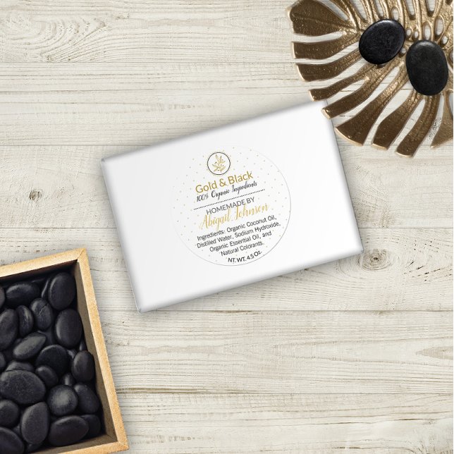 Gold und Schwarz handgefertigte, hausgemachte Bath Runder Aufkleber (Von Creator hochgeladen)