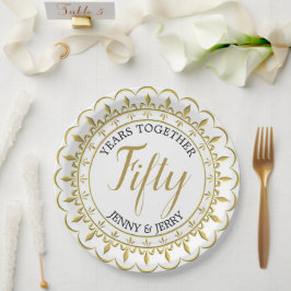 Gold und Schwarz klassisches Jubiläumspapier Pappteller