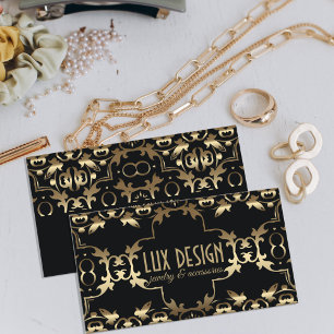 Gold und Schwarz Luxus Vintage Barock Klassiker Visitenkarte