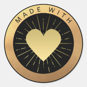Gold und Schwarz "Made with Liebe" Luxus Elegant Runder Aufkleber