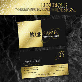 Gold und Schwarz mit Glitzer Stars Monogram Bicolo Visitenkarte