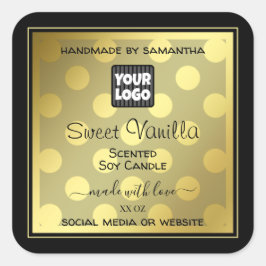 Gold und Schwarz mit Logo-Produktverpackungsetiket Quadratischer Aufkleber