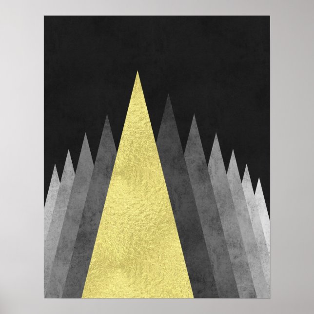 Gold und Schwarz Moderne minimale geometrische Kun Poster (Vorne)