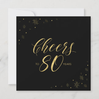 Gold und Schwarz | Moderner 80. Geburtstagsparty S Einladung
