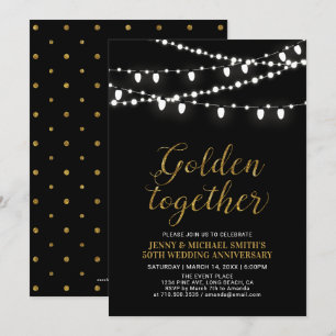 Gold und Schwarz Modernes 50. Hochzeitstag Einladung