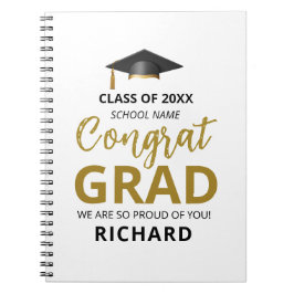 Gold und Schwarz | Modernes Abschluss-Geschenk Notizblock