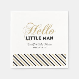 Gold und Schwarz | Modernes Baby-Duschpapier Napki Serviette