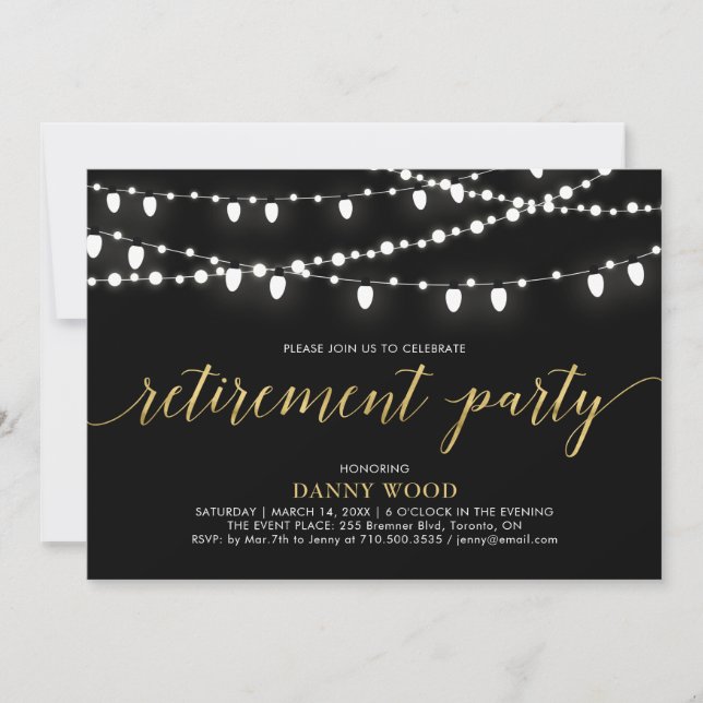 Gold und Schwarz | Modernes Chic Retirement Party Einladung (Vorderseite)