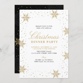 Gold und Schwarz | Modernes, schicke Weihnachtsess Einladung